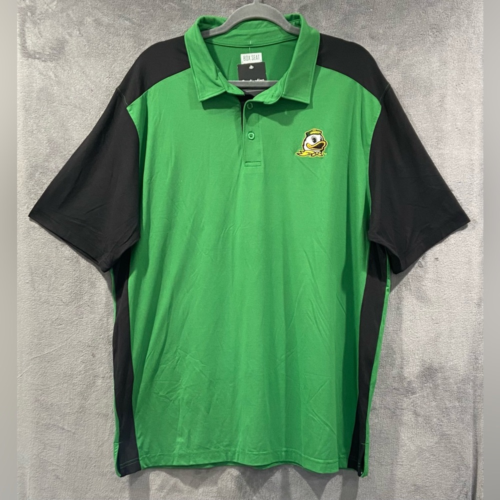 Oregon Ducks Box Seat Football Polo Shirt Black And Green Mens Size XL NWT